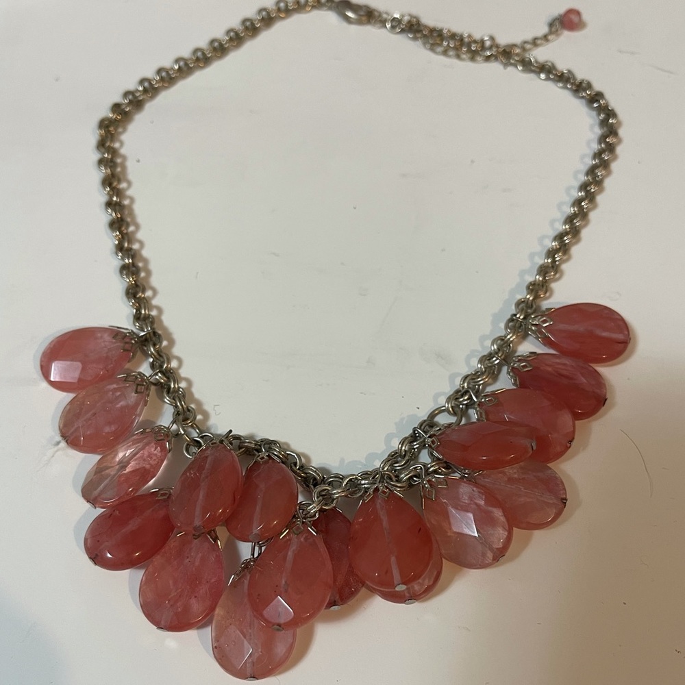 Dark pink gem statement necklace